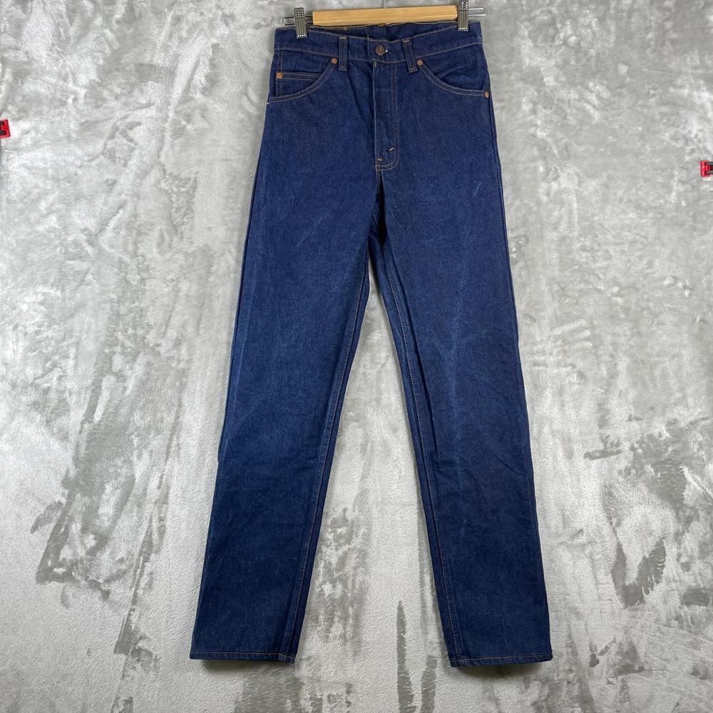 Vintage 80s Levis 505 Jeans Men 28x31 Orange Tab Made in USA Dark Wash Stiff